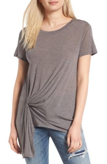 Women's Treasure & Bond Gathered Pleat Front Tee - Grey