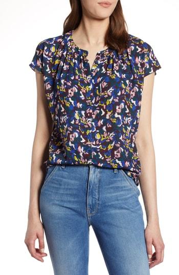 Women's Halogen Hidden Button Blouse, Size - Blue