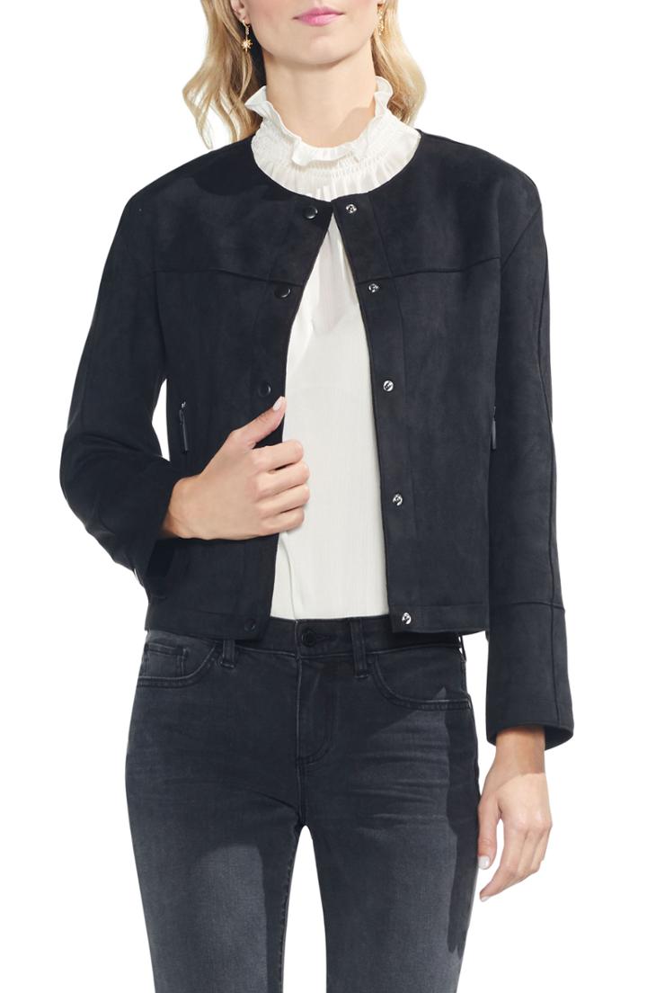 Women's Vince Camuto Faux Suede Jacket - Black