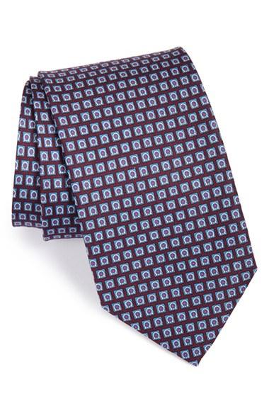 Men's Salvatore Ferragamo Gancini Print Silk Tie, Size - Purple