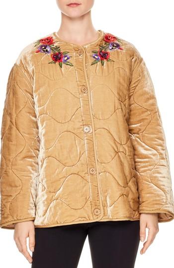 Women's Sandro Reva Quilted Velvet Jacket