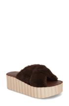 Women's Tory Burch Faux Fur Scallop Platform Slide Sandal