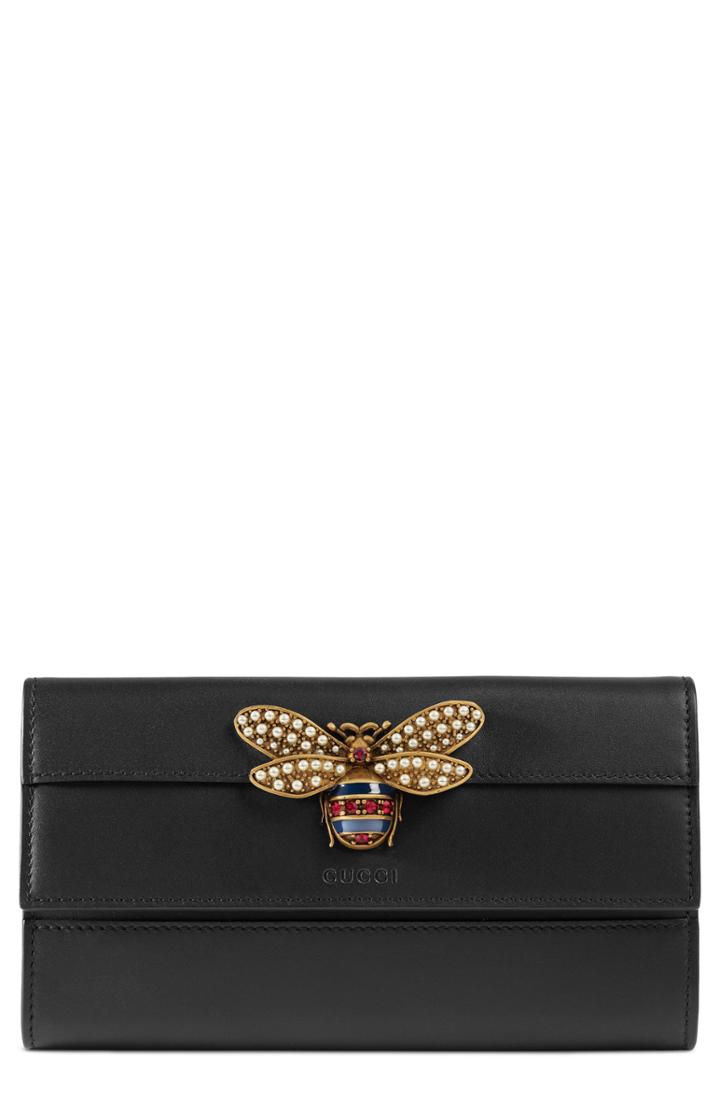 Women's Gucci Queen Margaret Leather Flap Wallet -
