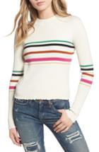 Women's Bp. Lettuce Edge Multi Stripe Sweater, Size - Ivory