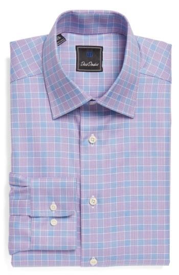 Men's David Donahue Regular Fit Plaid Dress Shirt .5 - 32/33 - Blue