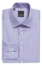 Men's David Donahue Regular Fit Plaid Dress Shirt .5 - 32/33 - Blue