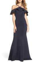 Women's La Femme Off The Shoulder Mermaid Gown - Blue