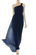 Women's Alfred Sung One-shoulder Shirred Chiffon Gown - Blue