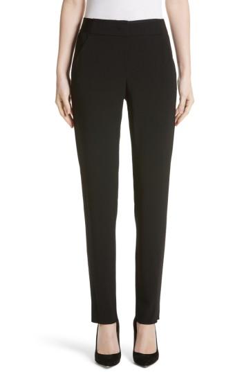 Women's Armani Collezioni Stretch Wool Pants Us / 40 It - Black