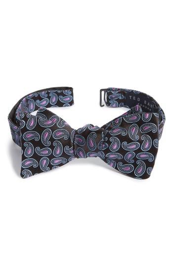Men's Ted Baker London Paisley Silk Bow Tie, Size - Black