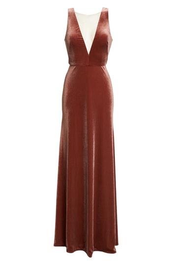 Women's Jenny Yoo Logan Plunging V-neck Velvet Gown - Pink