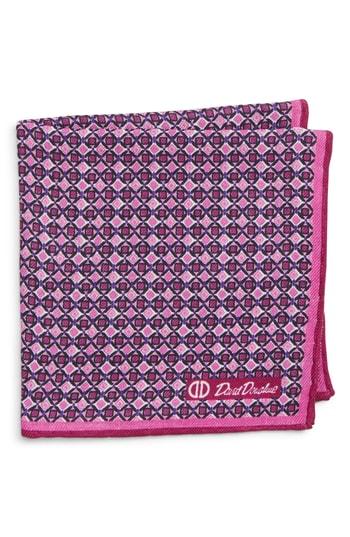 Men's David Donahue Geometric Wool & Silk Pocket Square