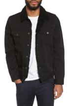 Men's Paige Alec Denim Jacket With Faux Shearling Trim - Black