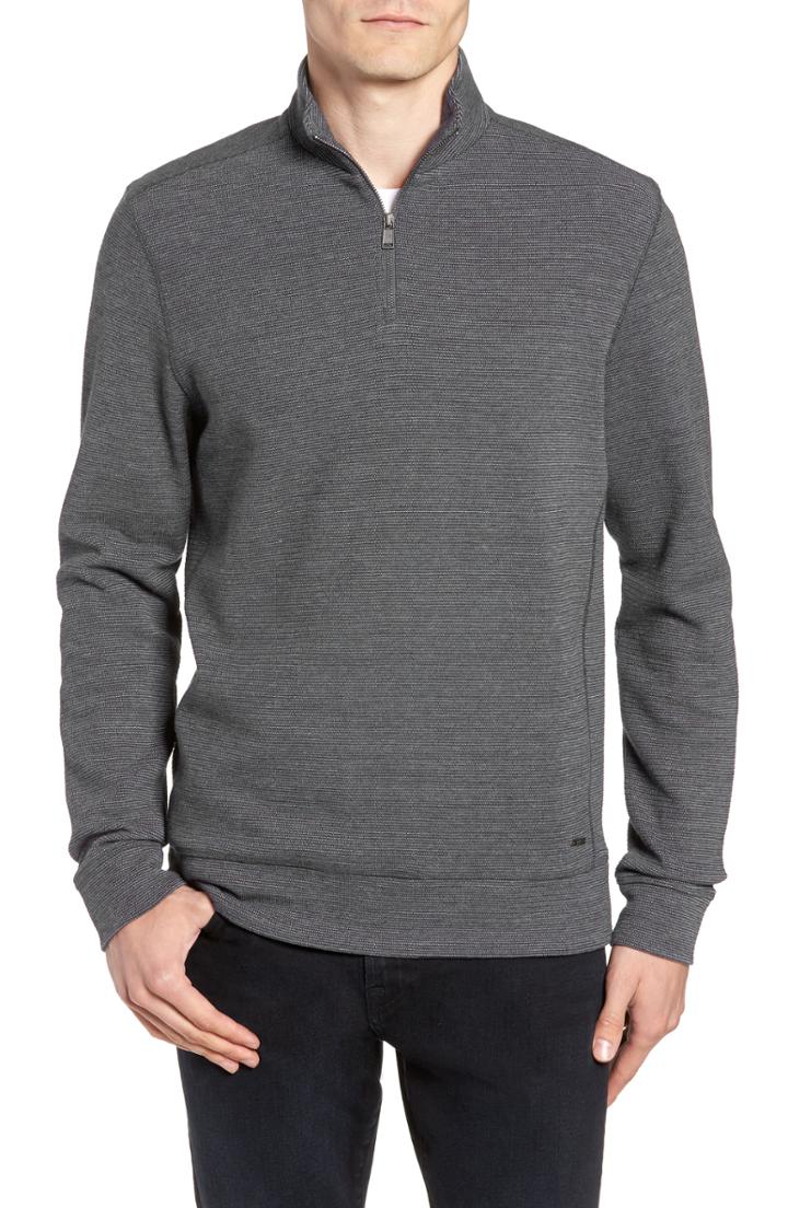 Men's Ted Baker London Slim Fit Quarter Zip Polo (l) - Grey