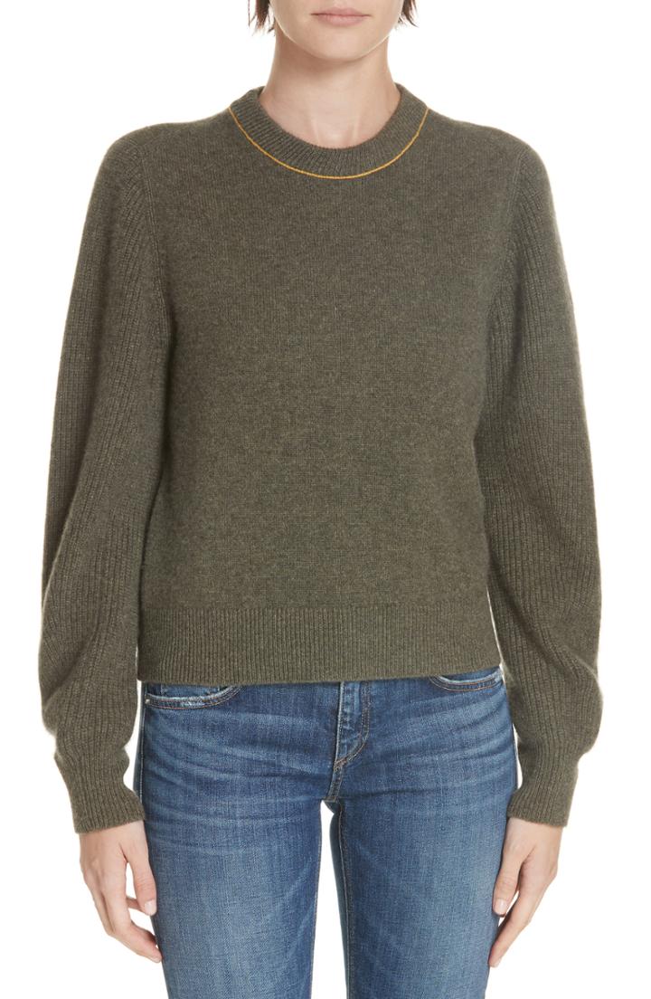 Women's Rag & Bone Yorke Cashmere Sweater, Size - Green