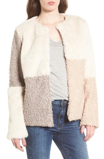 Women's Sam Edelman Patchwork Faux Fur Coat - Beige