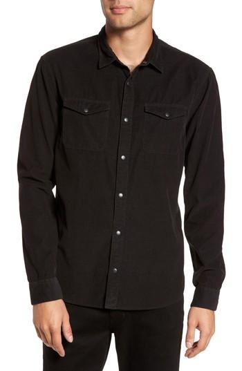 Men's John Varvatos Star Usa Snap Front Corduroy Sport Shirt - Black