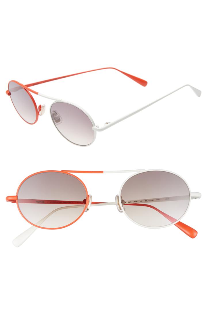 Women's Monse X Morgenthal Frederics Nina 50mm Round Sunglasses - Red/ Ivory