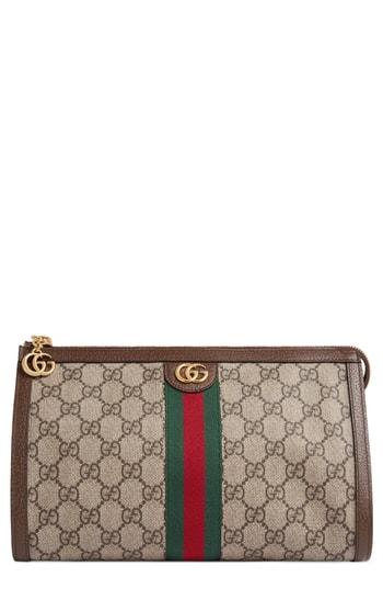 Gucci Ophidia Gg Supreme Canvas Cosmetics Case, Size - Beige Ebony/ Acero/ Vert Red