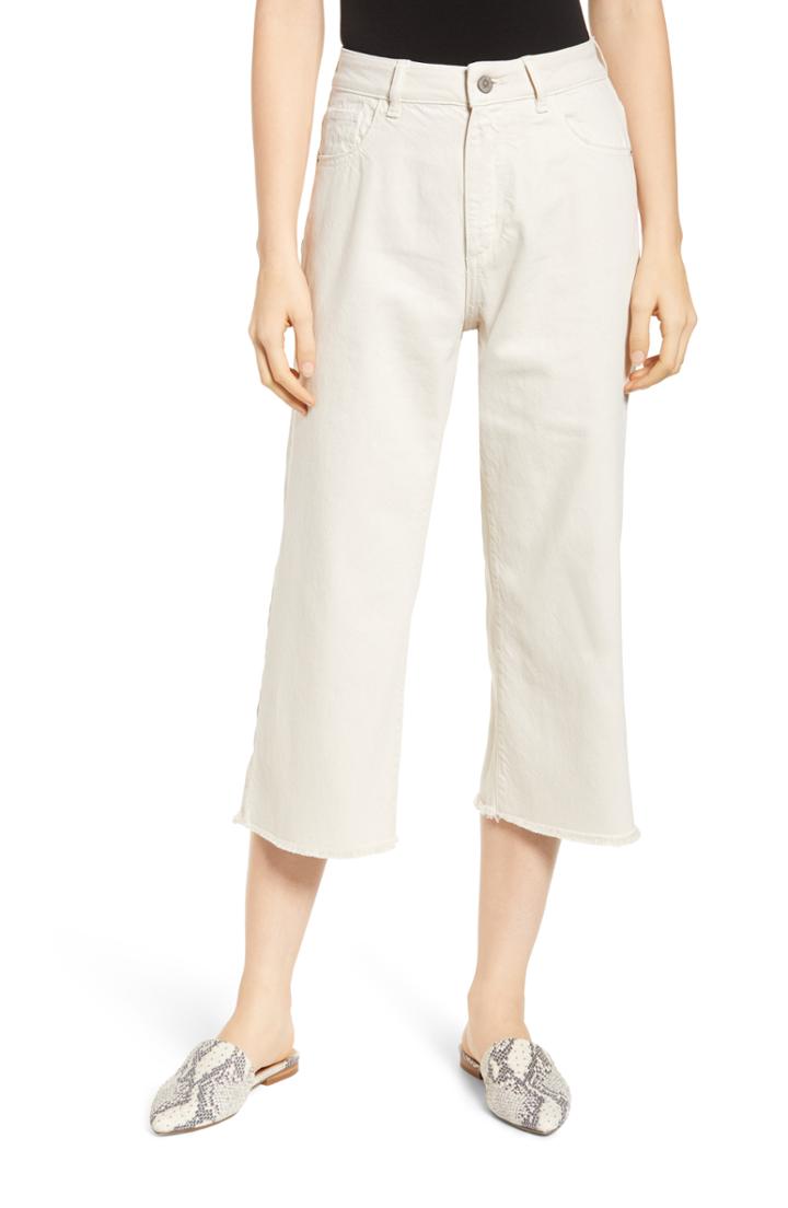 Women's Dl1961 Hepburn High Waist Crop Wide Leg Jeans - White