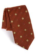 Men's David Donahue Medallion Silk Tie, Size - Orange