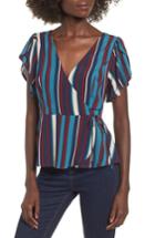 Women's Band Of Gypsies Charmaine Stripe Surplice Top - Blue