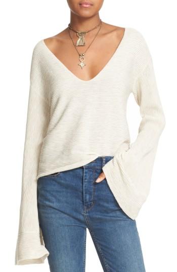 Women's Free People 'starman' Rib Knit Pullover - Ivory