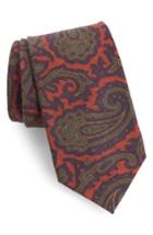Men's Michael Bastian Paisley Wool Tie, Size - Orange