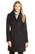 Women's Kristen Blake Single Breasted Wool Blend Coat - Black