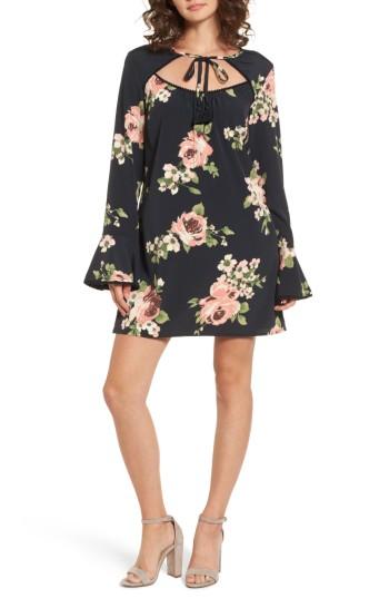Women's Band Of Gypsies Keyhole Floral Dress - Black