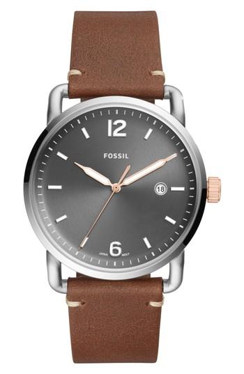 Men's Fossil Commuter Leather Strap Watch, 42mm