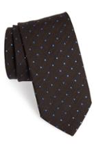 Men's Eton Dot Cotton Blend Tie, Size - Brown