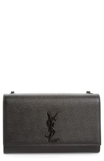 Saint Laurent Medium Monogram Leather Crossbody Bag - Black