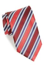 Men's Canali Stripe Silk Tie, Size - Red