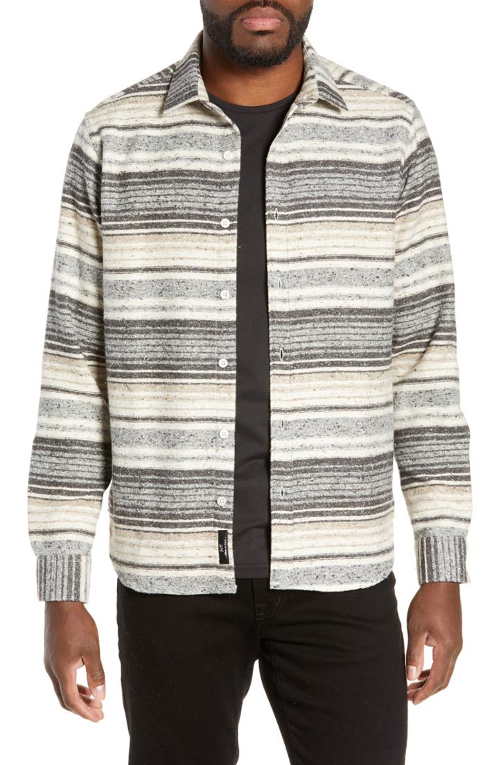 Men's Jeff Benson Slim Fit Marl Stripe Sport Shirt - Grey