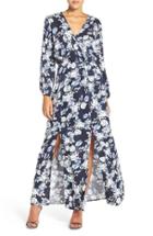 Women's Fraiche By J Print Blouson Maxi Dress - Blue