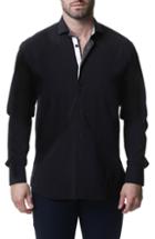 Men's Maceoo Wall Street 4-way Stretch Black Dot Performance Sport Shirt - Black