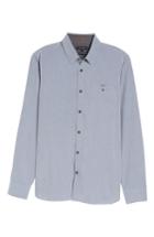 Men's Ted Baker London Mettro Slim Fit Horizontal Stripe Sport Shirt (l) - Grey