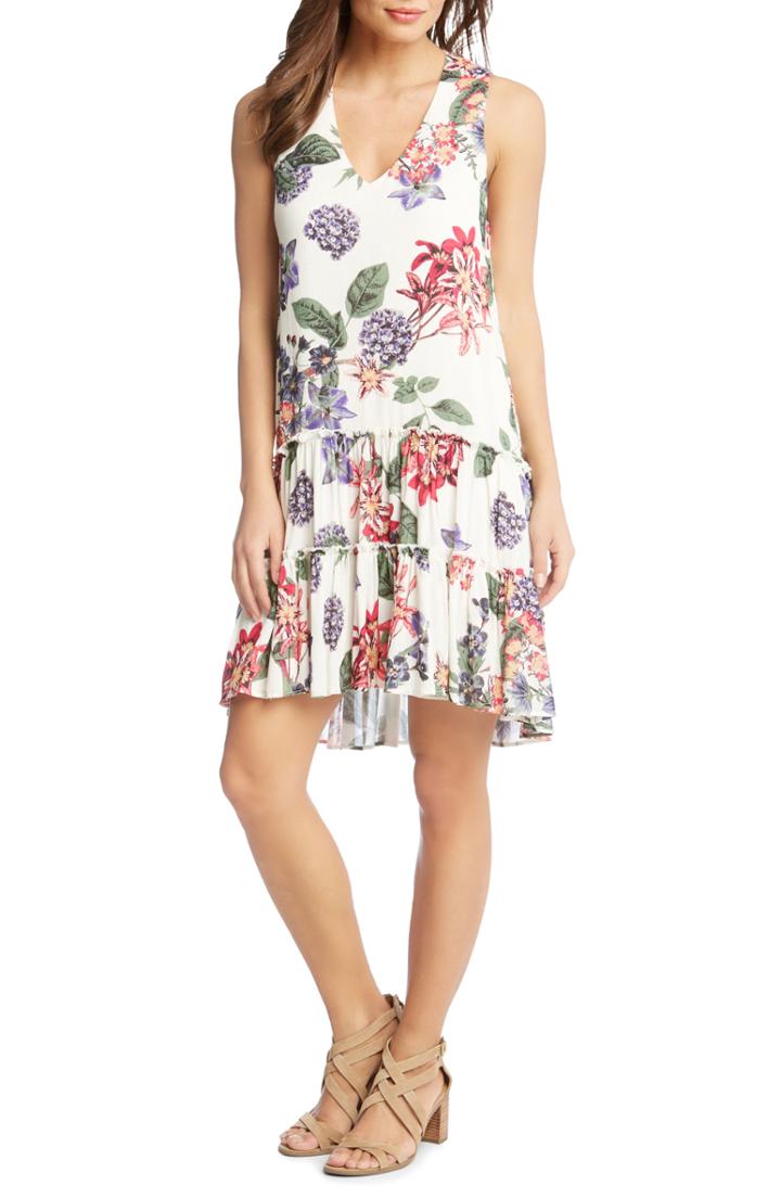 Women's Karen Kane Ruffle Hem Floral Gauze Dress