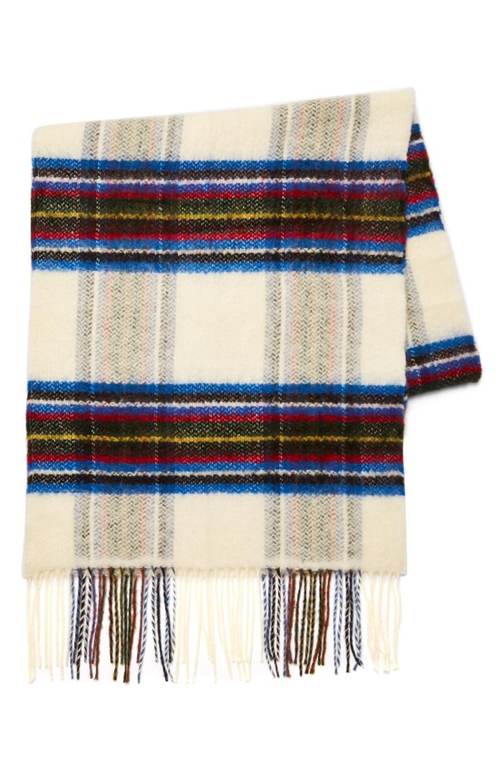 Men's Topman Plaid Scarf, Size - White