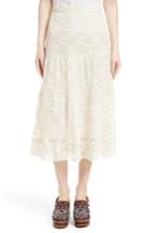 Women's See By Chloe Pleated Lace Midi Skirt Us / 34 Fr - Ivory