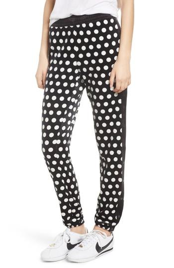 Women's Juicy Couture Polka Dot Velour Track Pants - Black