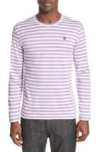 Men's Comme Des Garcons Play Long Sleeve Stripe Crewneck T-shirt - Purple