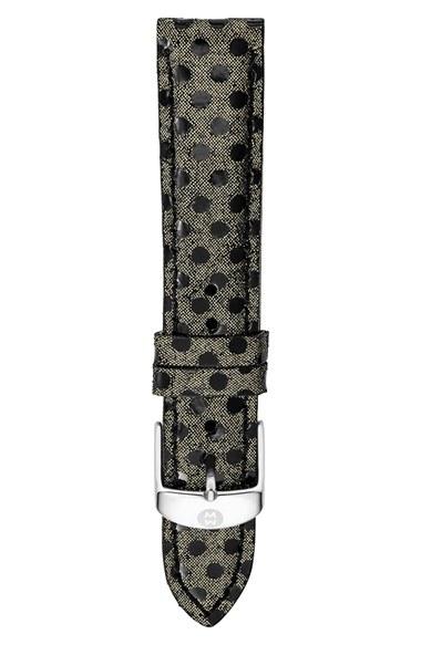 Women's Michele 18mm Polka Dot Leather Watch Strap