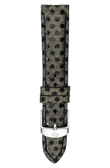 Women's Michele 18mm Polka Dot Leather Watch Strap