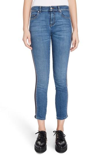 Women's Alexander Mcqueen Side Stripe Crop Skinny Jeans - Blue