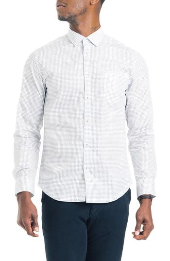 Men's Good Man Brand Slim Fit Compass Dot Sport Sport Shirt - White