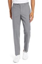 Men's Nordstrom Men's Shop Trim Fit Flat Front Stretch Wool Pants - Grey