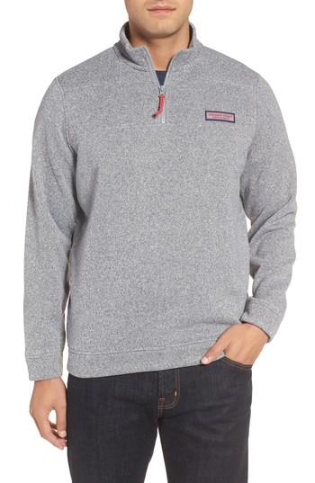 Men's Vineyard Vines Shep Sweater Fleece Quarter Zip Pullover - Grey