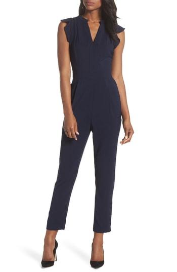 Women's Adelyn Rae Sadie Ruffle Trim Jumpsuit - Blue